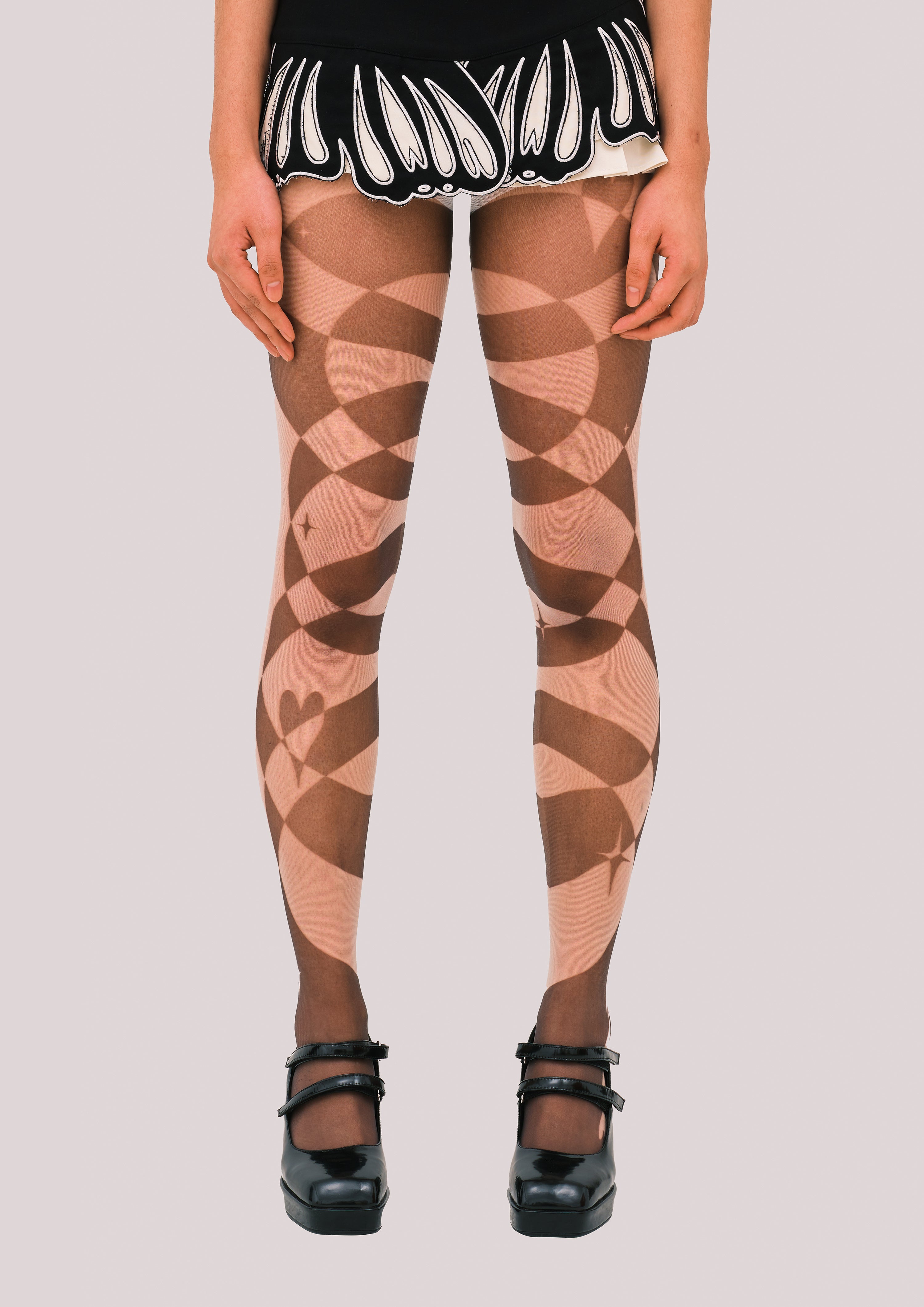 NEBULA Black Print Sheer Tights