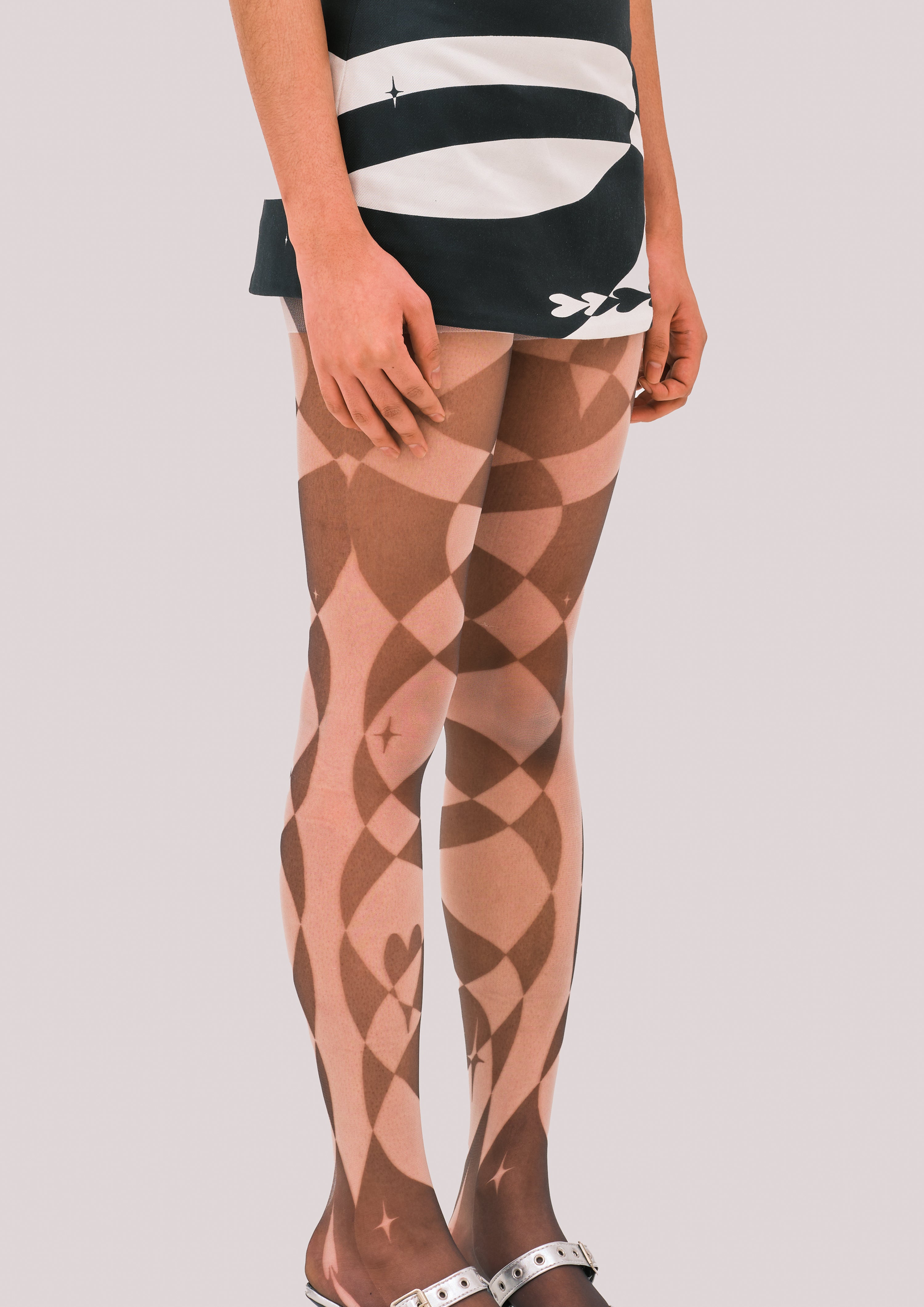 NEBULA Black Print Sheer Tights