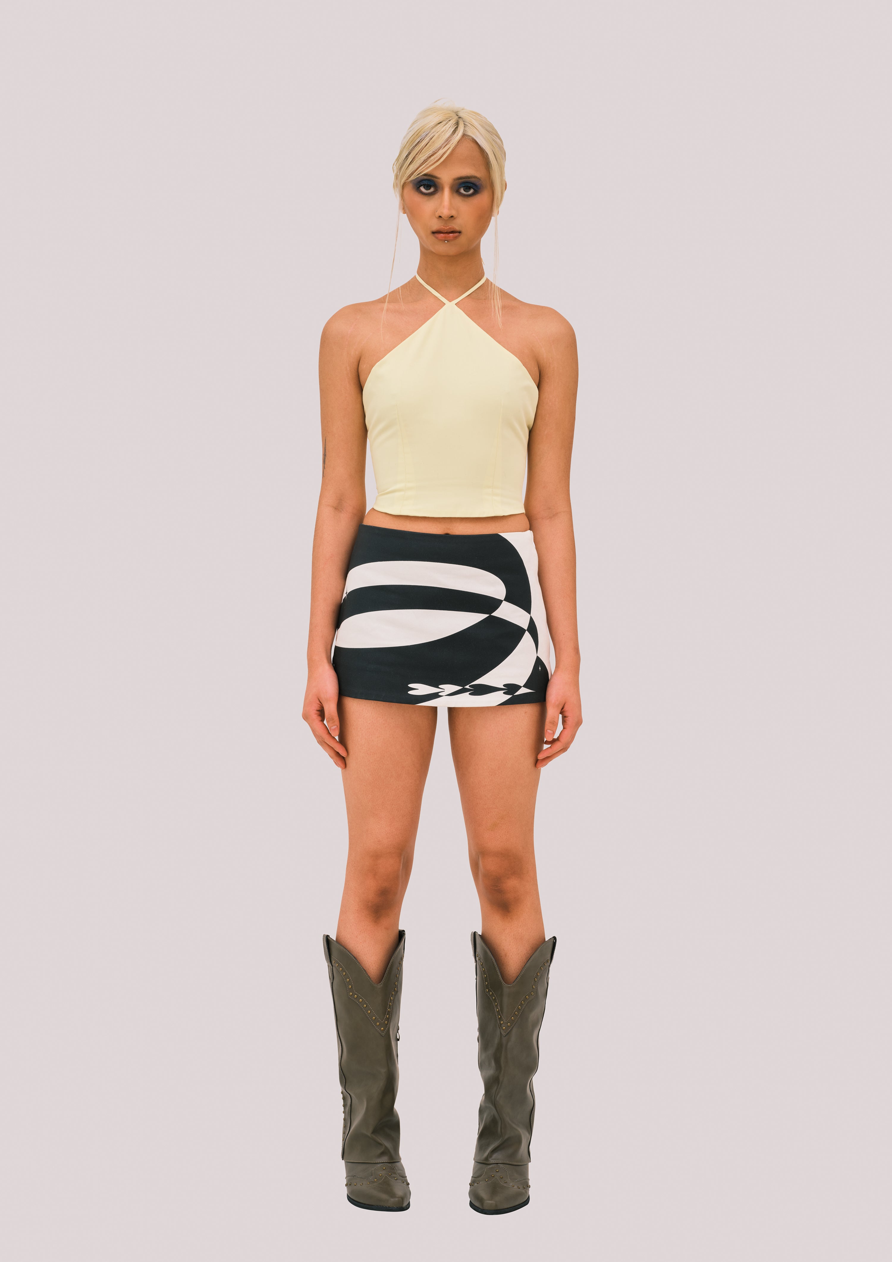 NEBULA White Denim Miniskirt