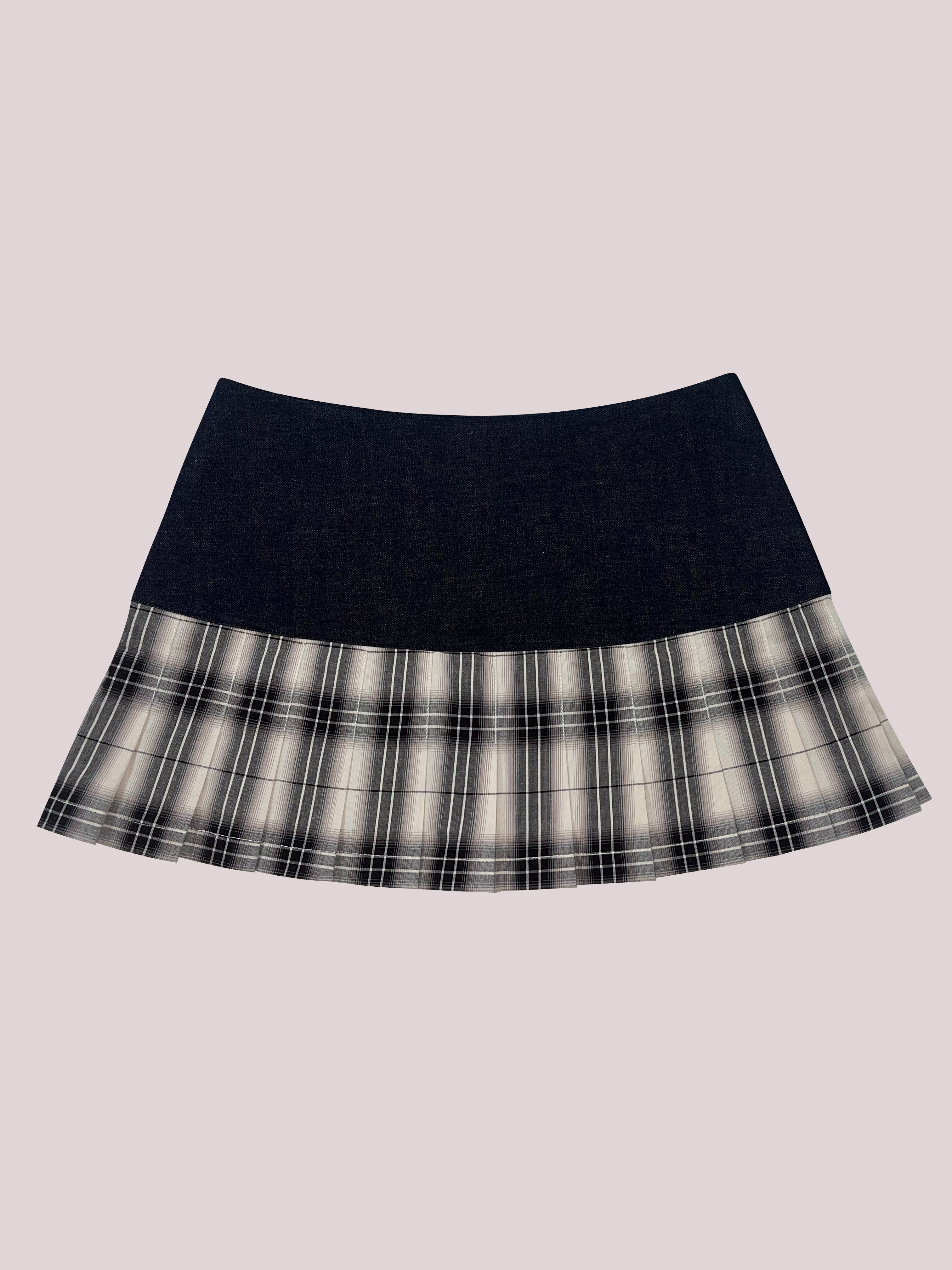 BUTTERFLY PLEATED CHECKED MINISKIRT