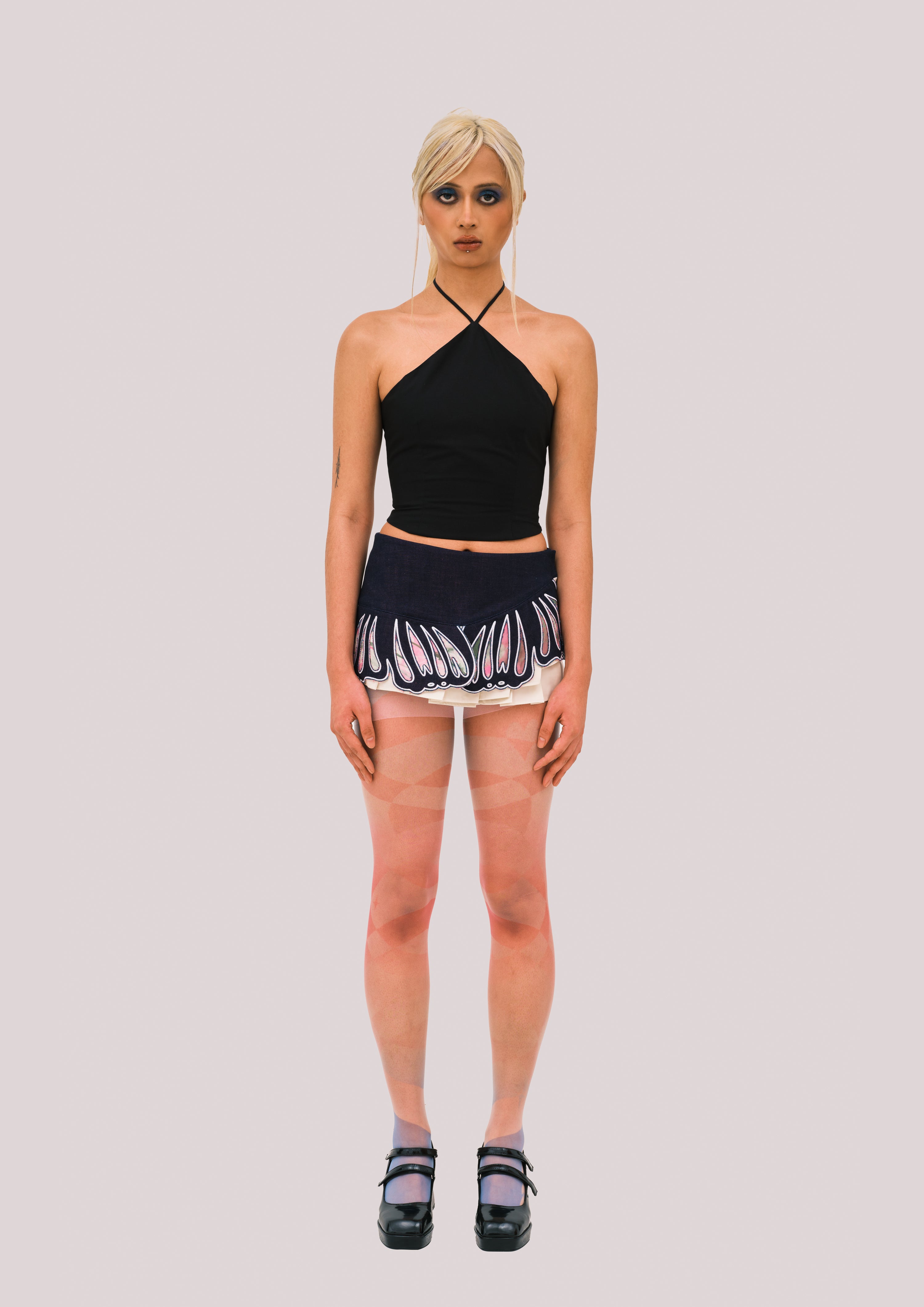 Tie-Dye Butterfly Pleated Mini Wrap Skirt