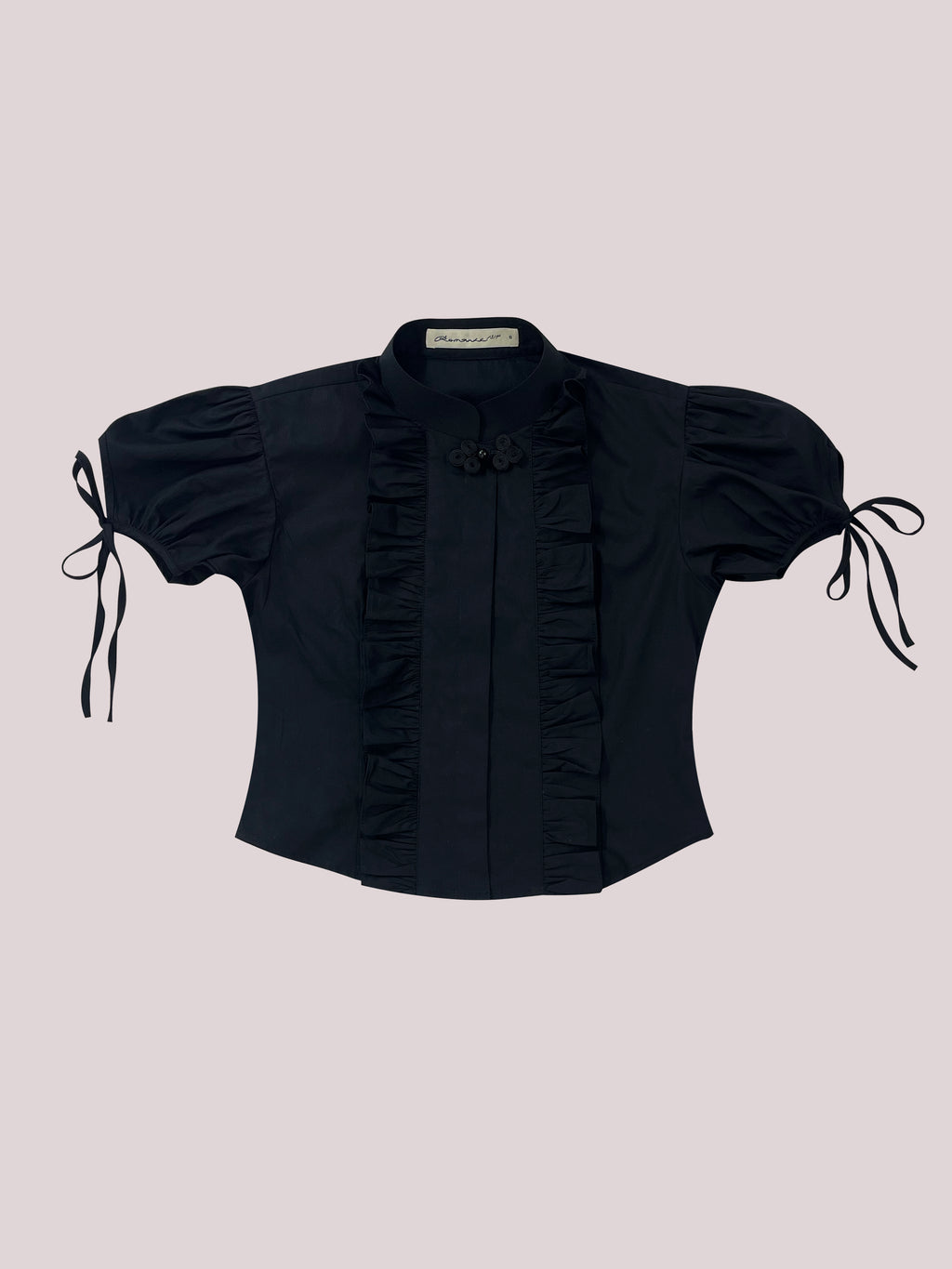BLACK RUFFLED TOP