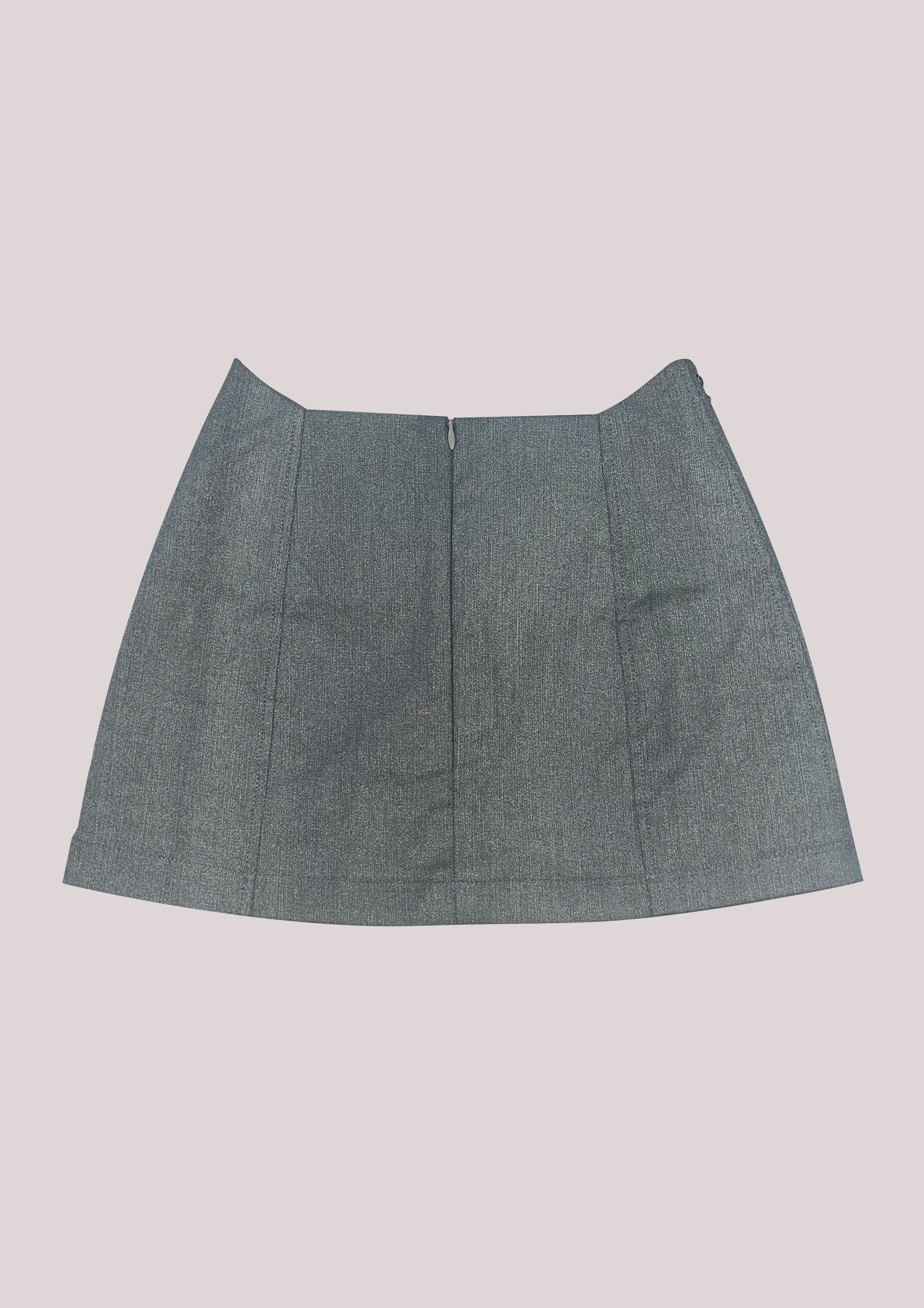 METALLIC Silver Sculpted-Waist Miniskirt