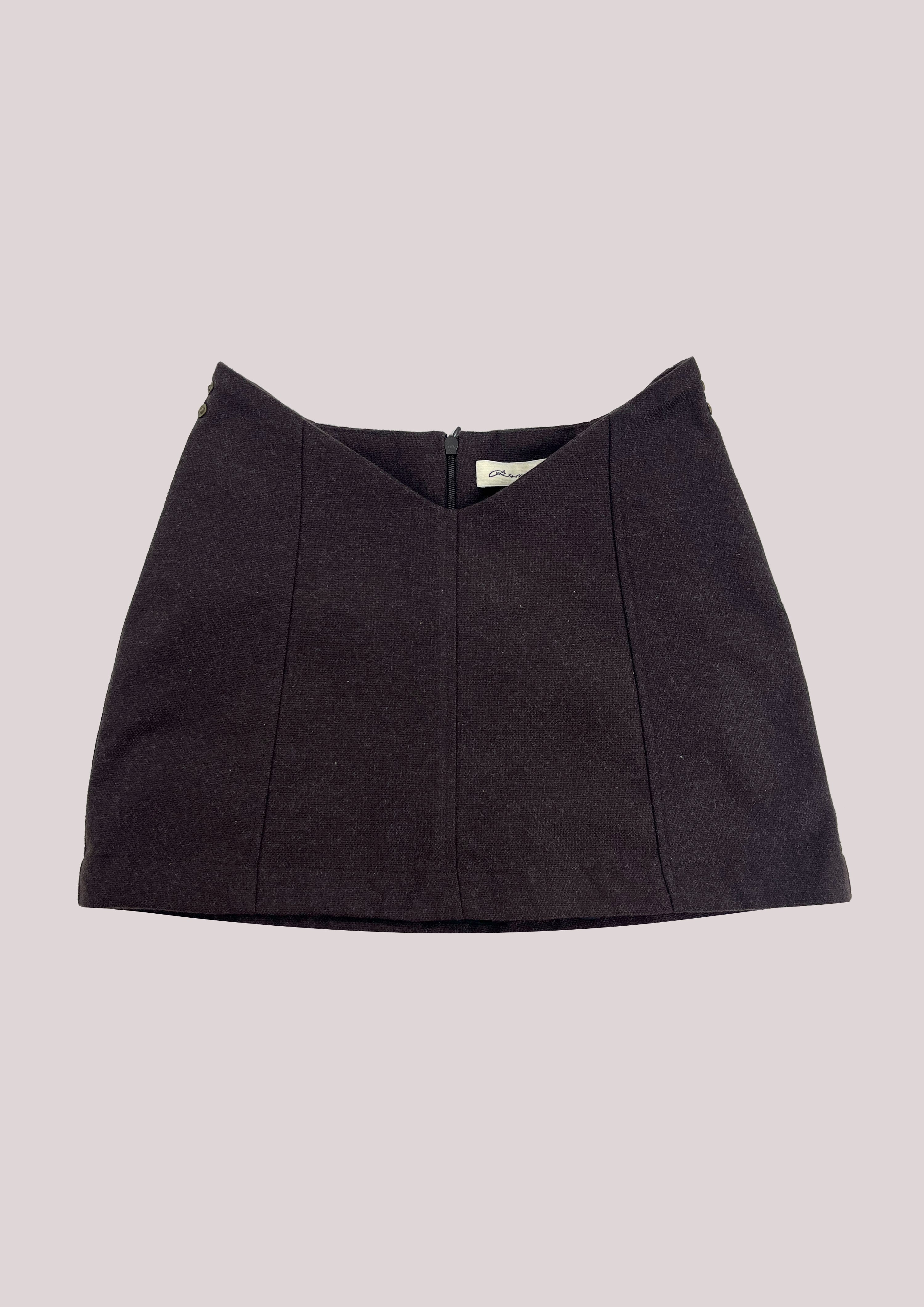 Brown Sculpted Waist-Miniskirt